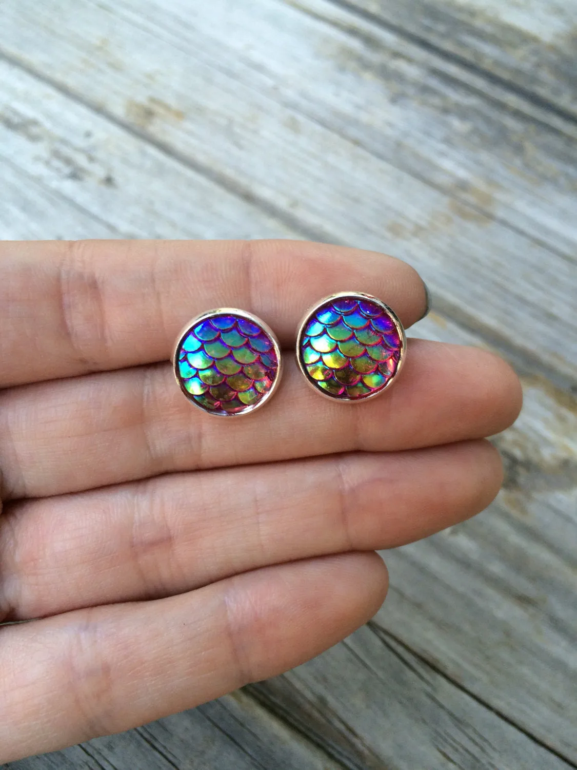 Red Mermaid Stud Earrings
