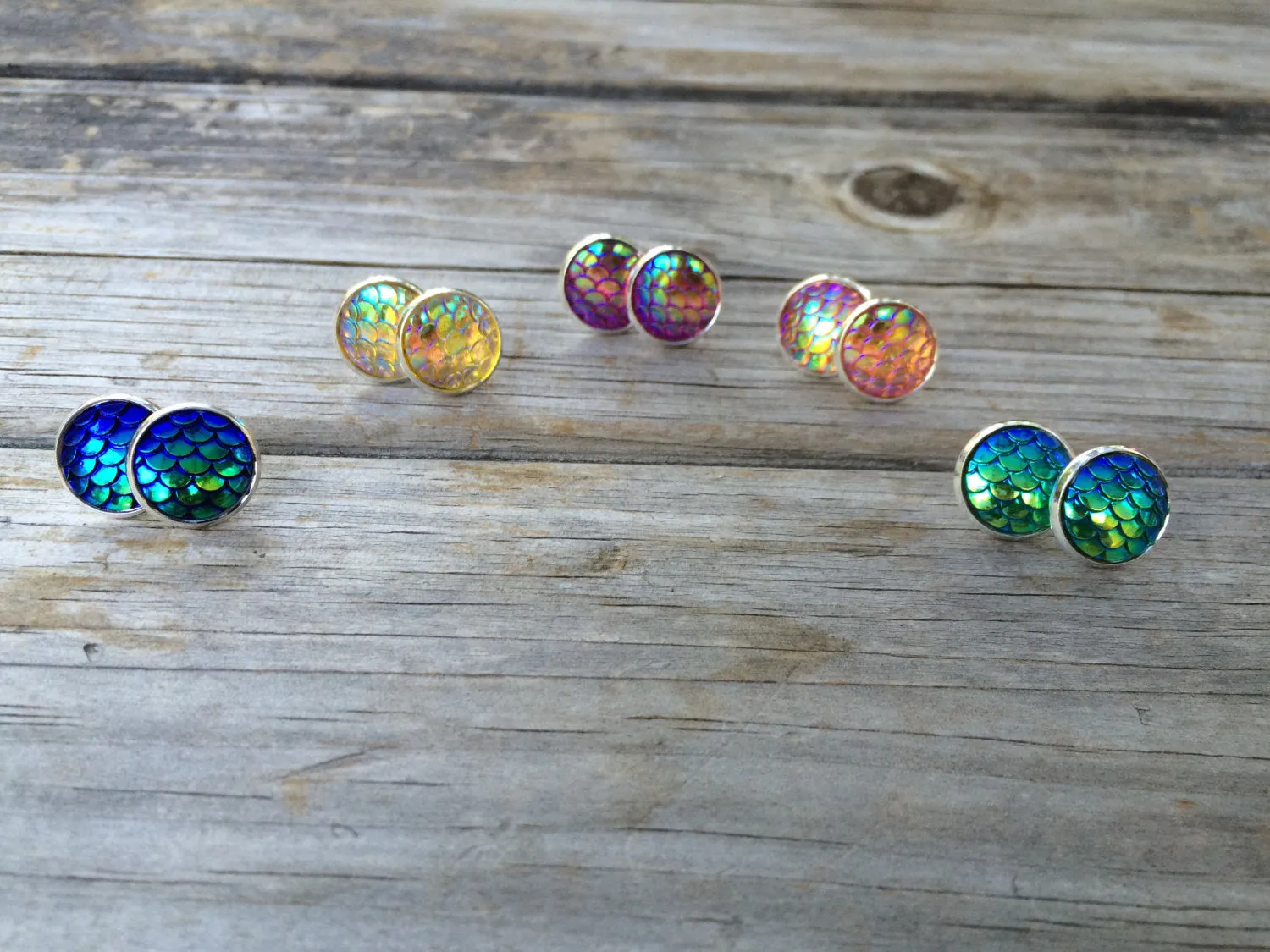Red Mermaid Stud Earrings