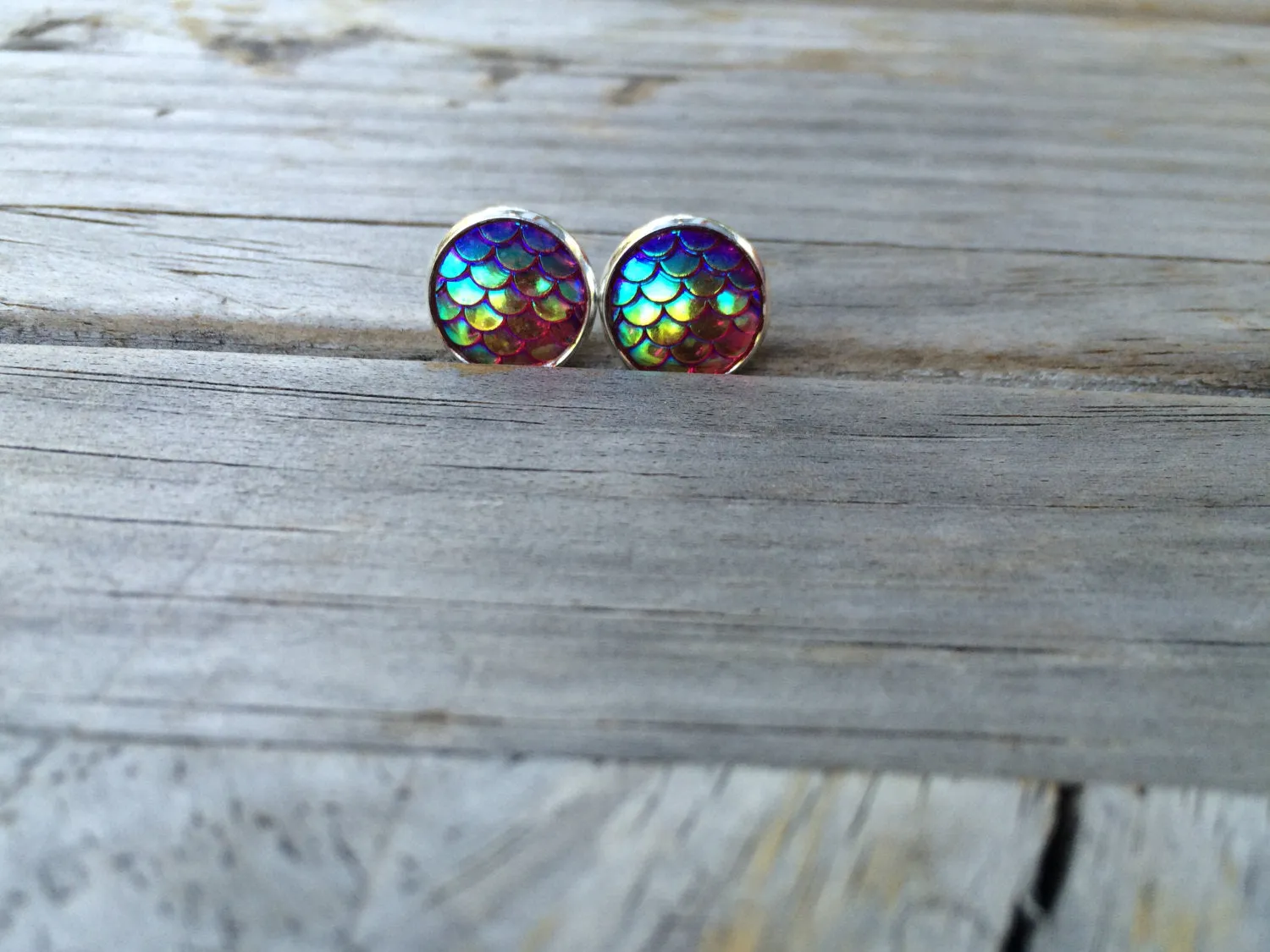 Red Mermaid Stud Earrings