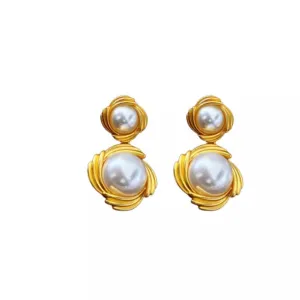 Retro Metal Stud Earrings for Women | Enamel Geometric Irregular Jewelry | Trendy Vintage Accessories