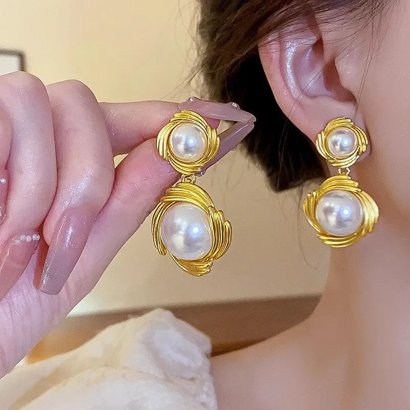 Retro Metal Stud Earrings for Women | Enamel Geometric Irregular Jewelry | Trendy Vintage Accessories