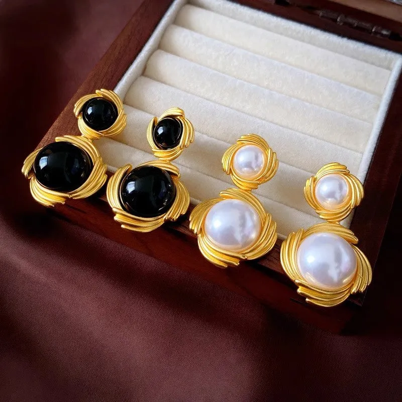 Retro Metal Stud Earrings for Women | Enamel Geometric Irregular Jewelry | Trendy Vintage Accessories