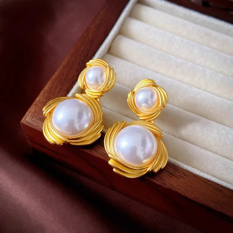 Retro Metal Stud Earrings for Women | Enamel Geometric Irregular Jewelry | Trendy Vintage Accessories