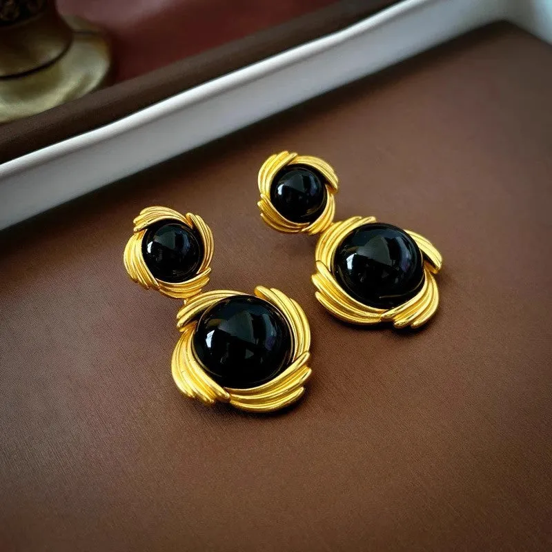 Retro Metal Stud Earrings for Women | Enamel Geometric Irregular Jewelry | Trendy Vintage Accessories