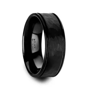 Revenant Hammered Black Ceramic Band