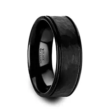 Revenant Hammered Black Ceramic Band