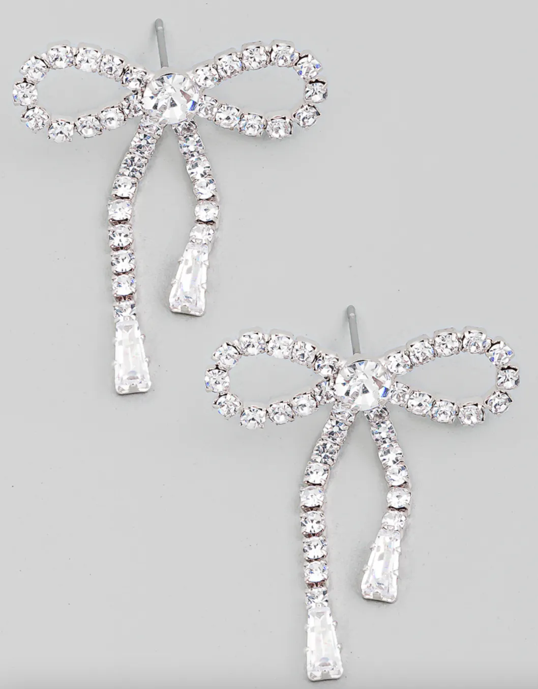 Rhinestone Bowtie Stud Earrings