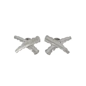Rhodium X Stud Earrings