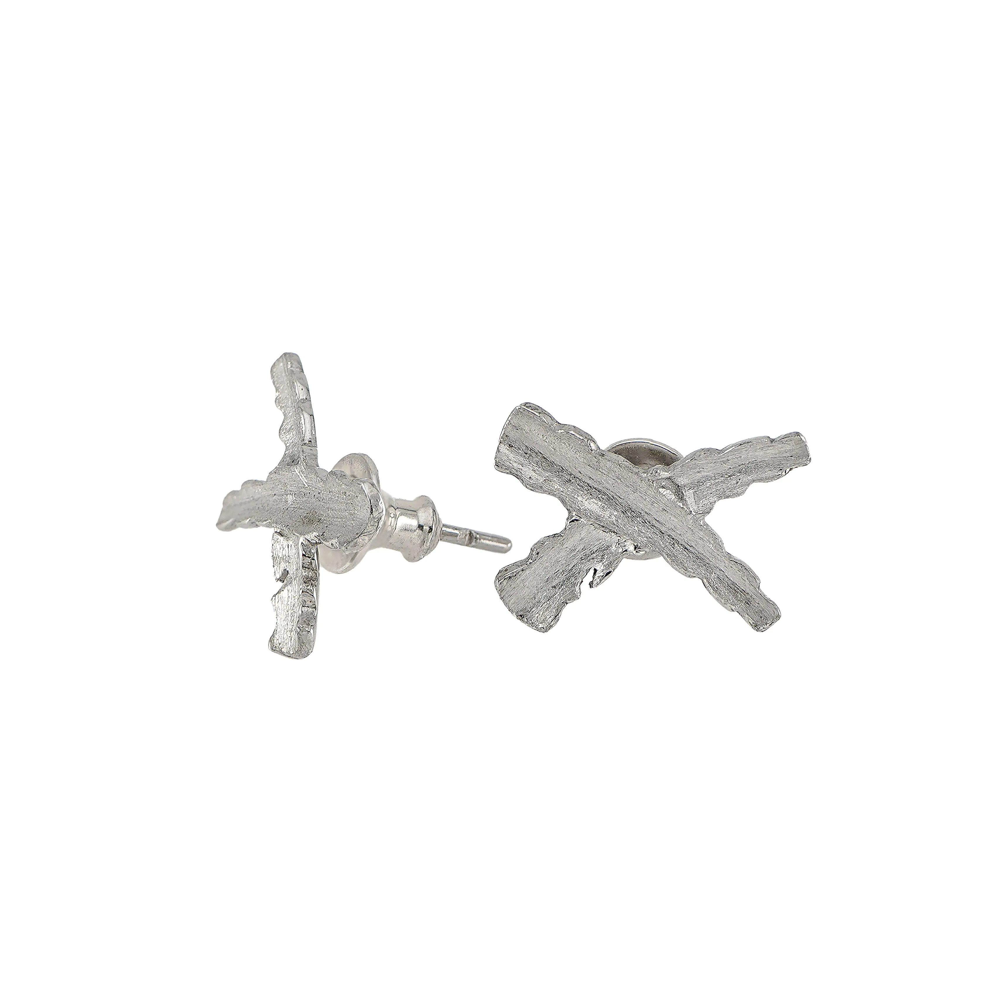 Rhodium X Stud Earrings