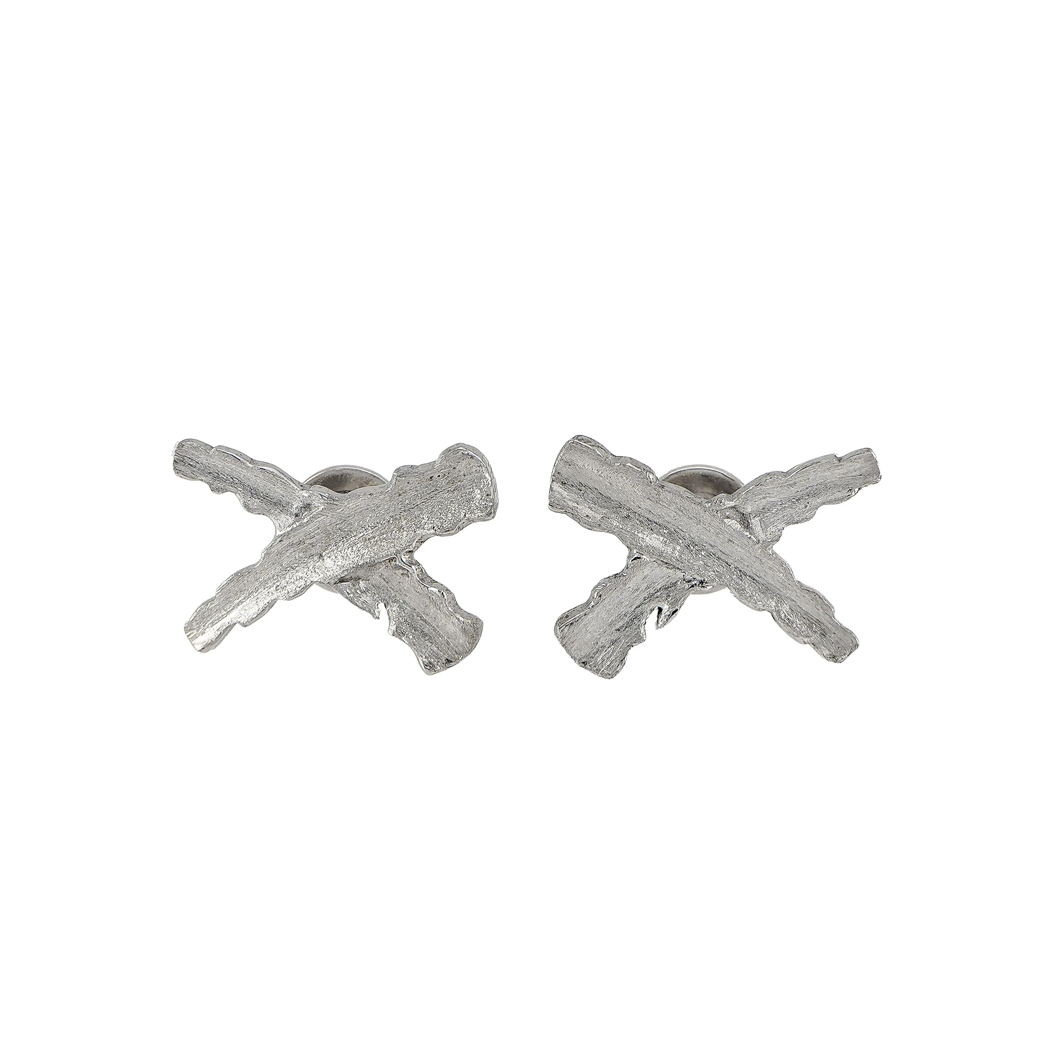 Rhodium X Stud Earrings