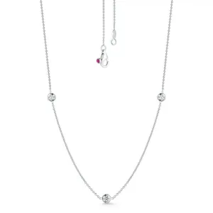 Roberto Coin 18K White Gold 3 Station Diamond Necklace