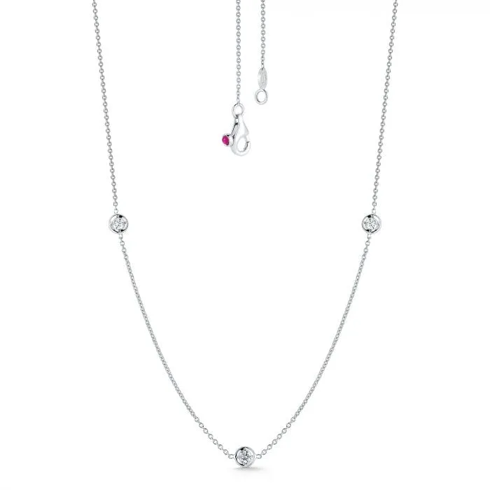 Roberto Coin 18K White Gold 3 Station Diamond Necklace