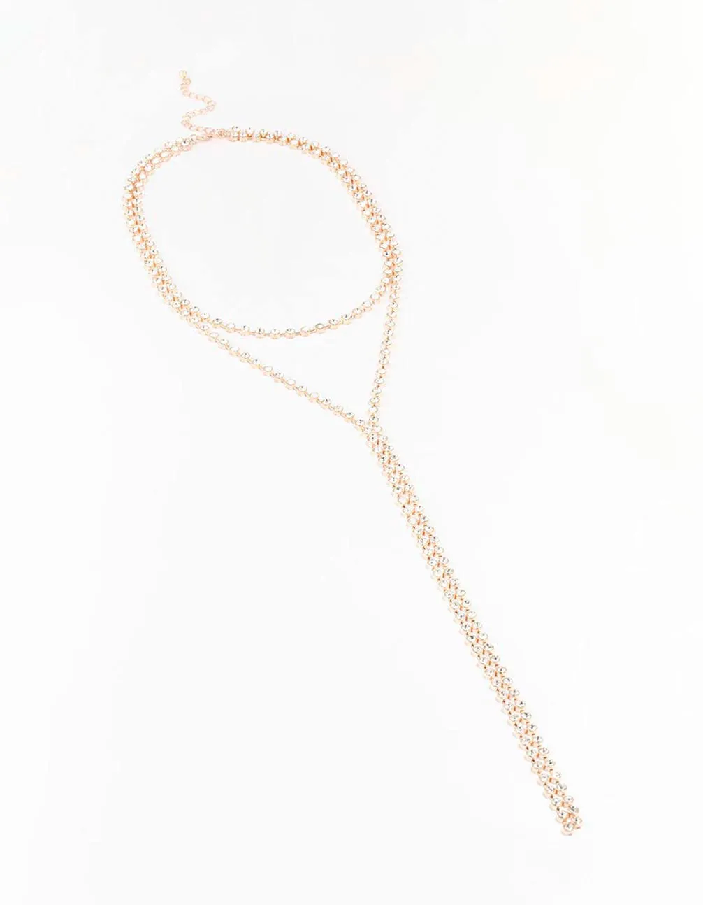 Rose Gold Diamante Lariat Necklace