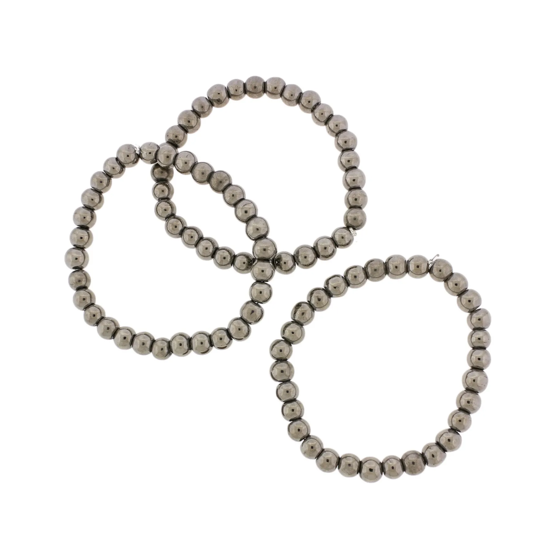 Round Glass Bead Bracelet - 43mm - Electroplated Silver - 1 Bracelet - BB043