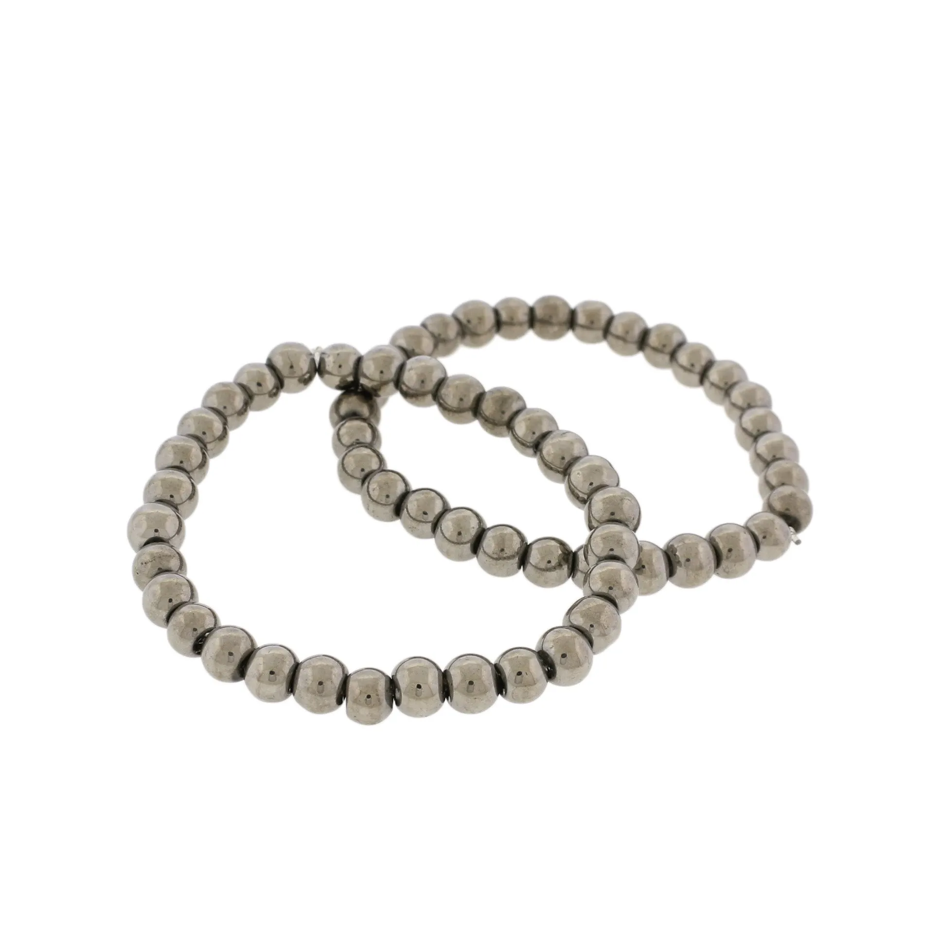 Round Glass Bead Bracelet - 43mm - Electroplated Silver - 1 Bracelet - BB043