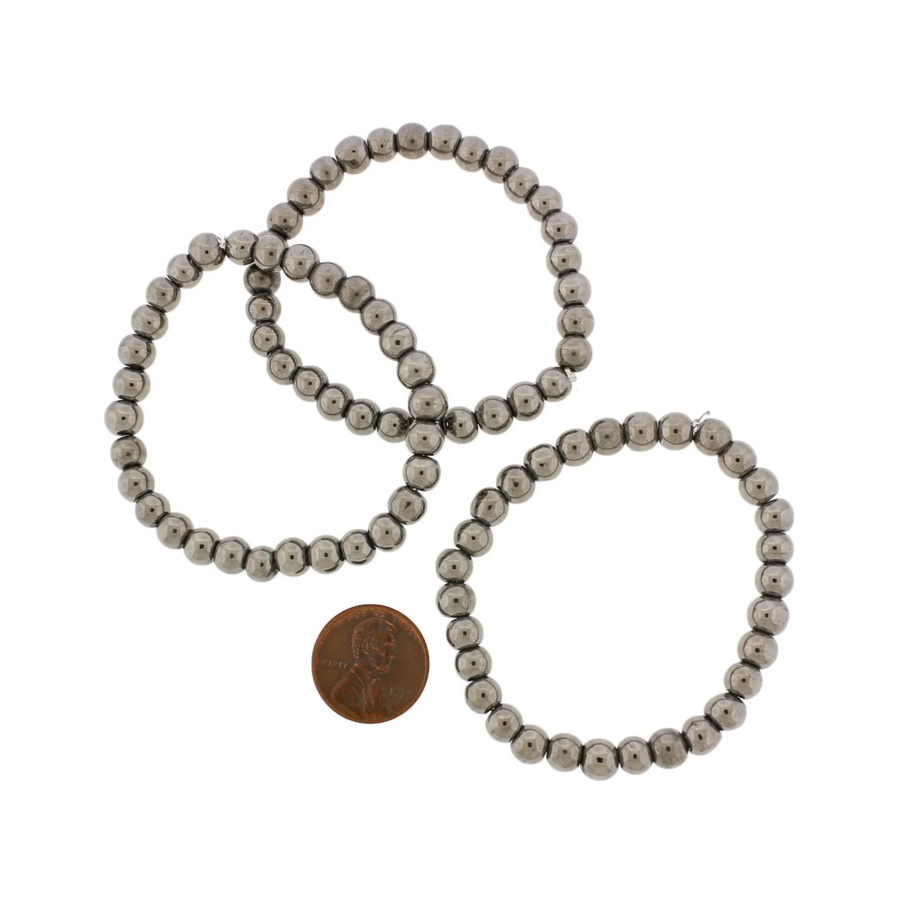 Round Glass Bead Bracelet - 43mm - Electroplated Silver - 1 Bracelet - BB043