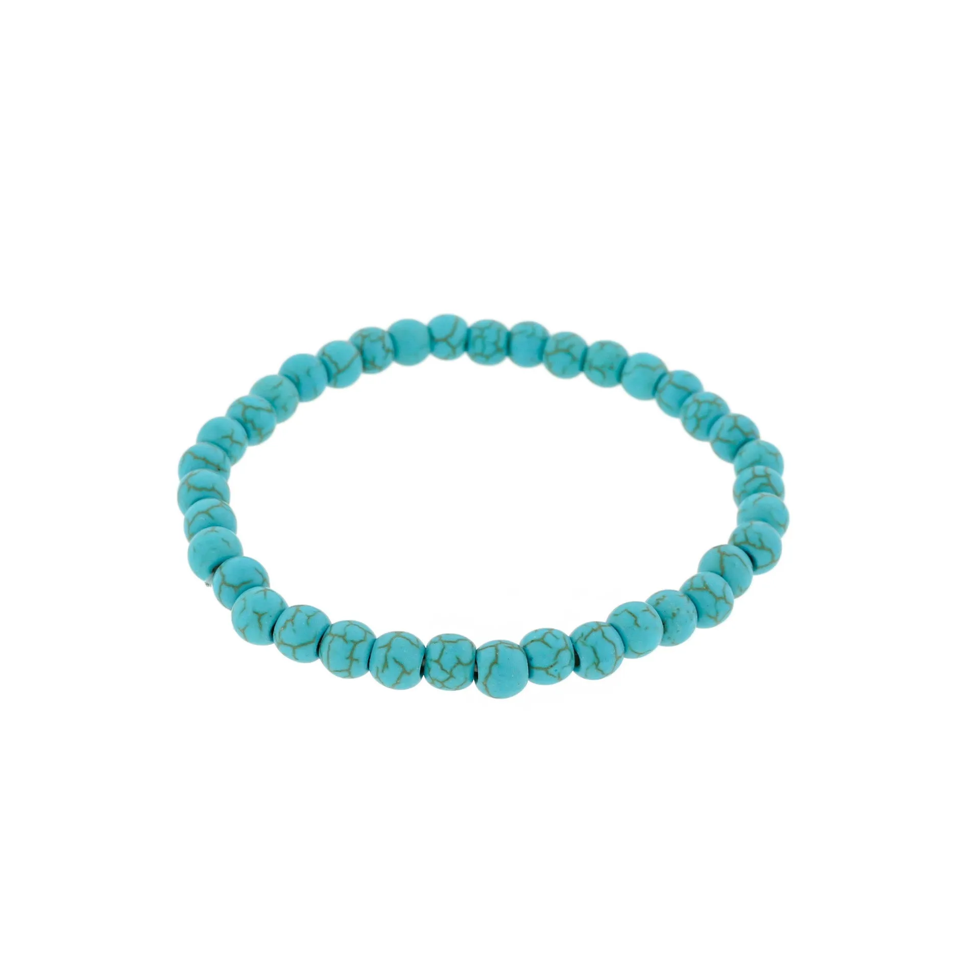 Round Howlite Bead Bracelet - 57mm - Turquoise - 1 Bracelet - BB177
