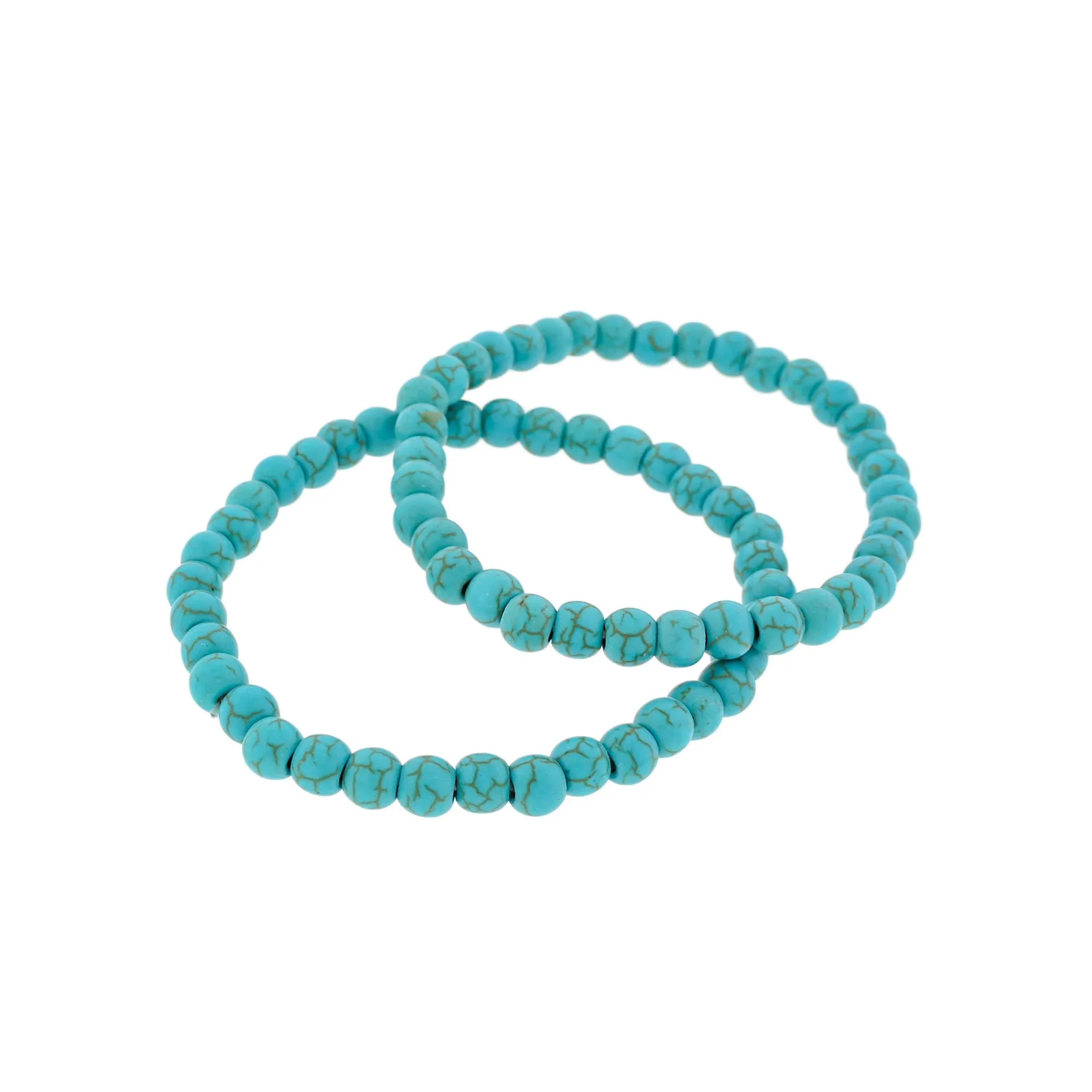 Round Howlite Bead Bracelet - 57mm - Turquoise - 1 Bracelet - BB177