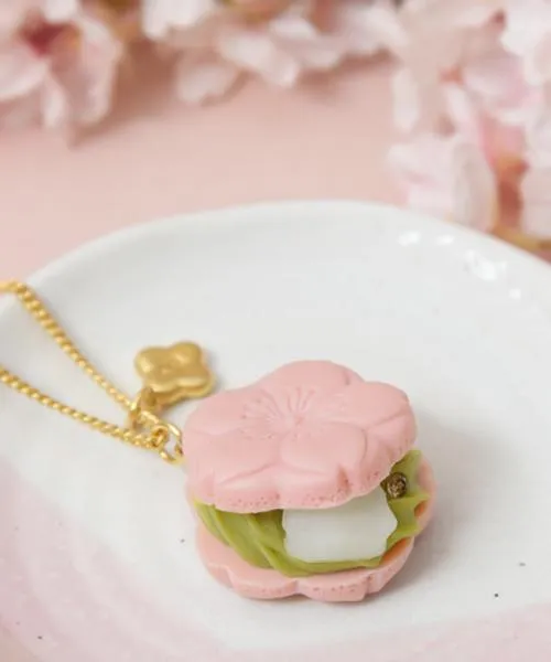 SAKURA Monaka Necklace (Green)【Japan Jewelry】