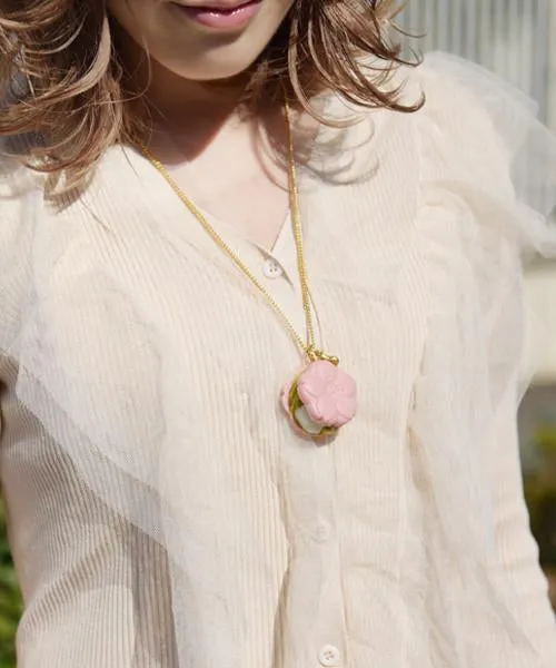 SAKURA Monaka Necklace (Green)【Japan Jewelry】
