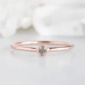 Salt and Pepper Diamond Birthstone Stacking Ring | 10K Rose Gold