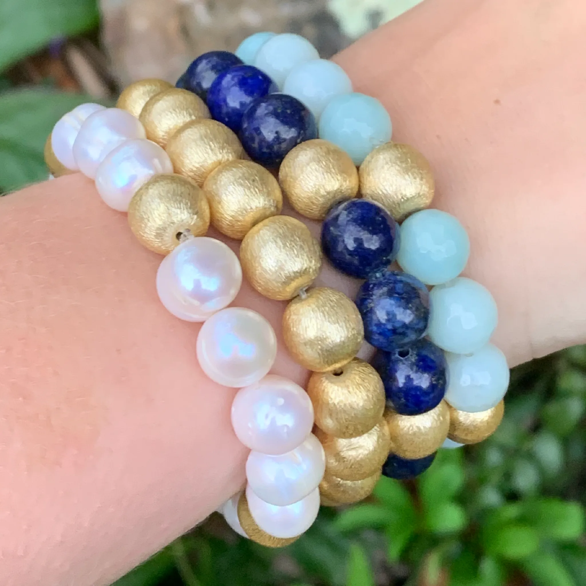 Savannah Brushed Gold & Stone Bracelets
