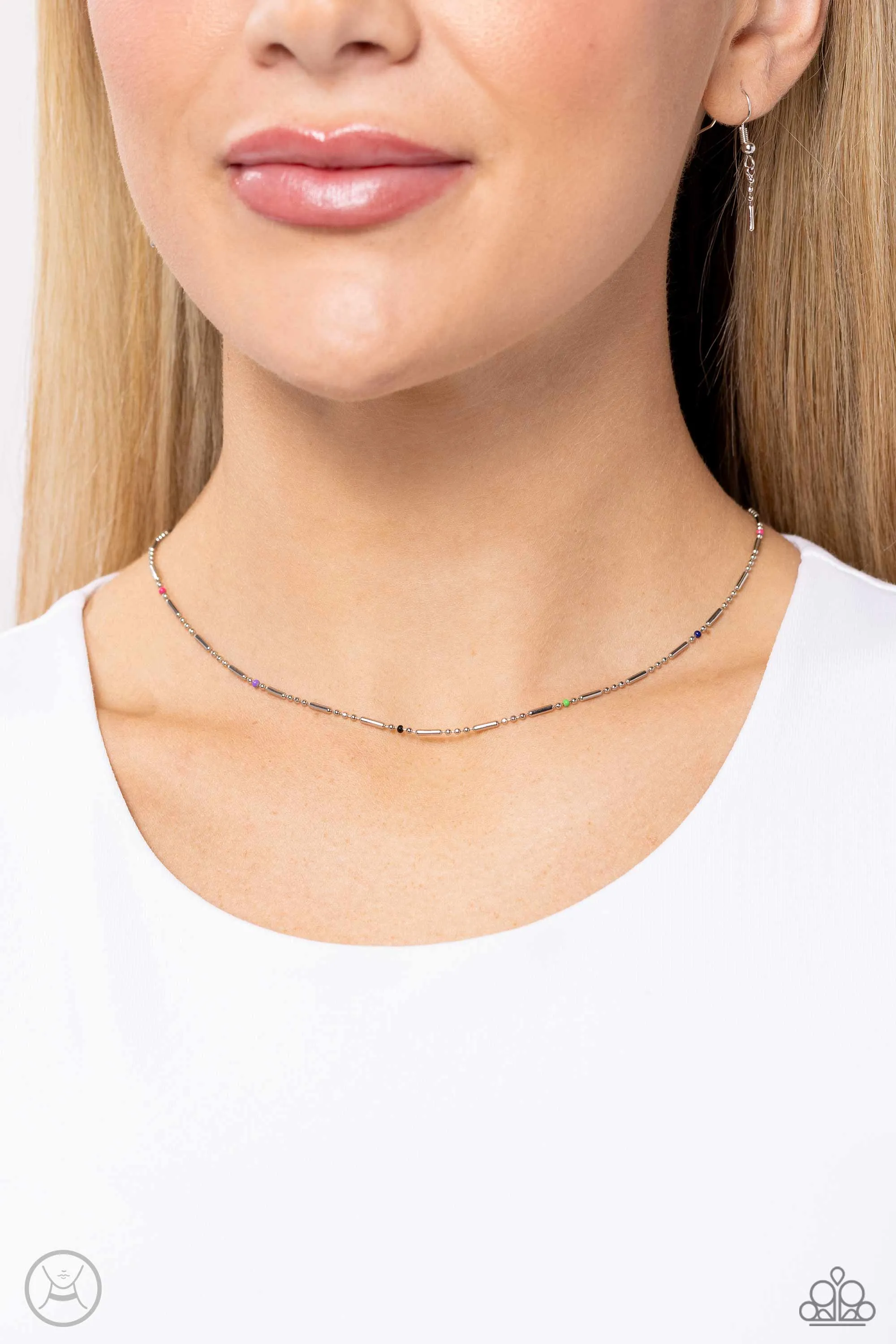 Serenity Strand - Multi - Colorful Painted Bead Dainty Paparazzi Choker Necklace