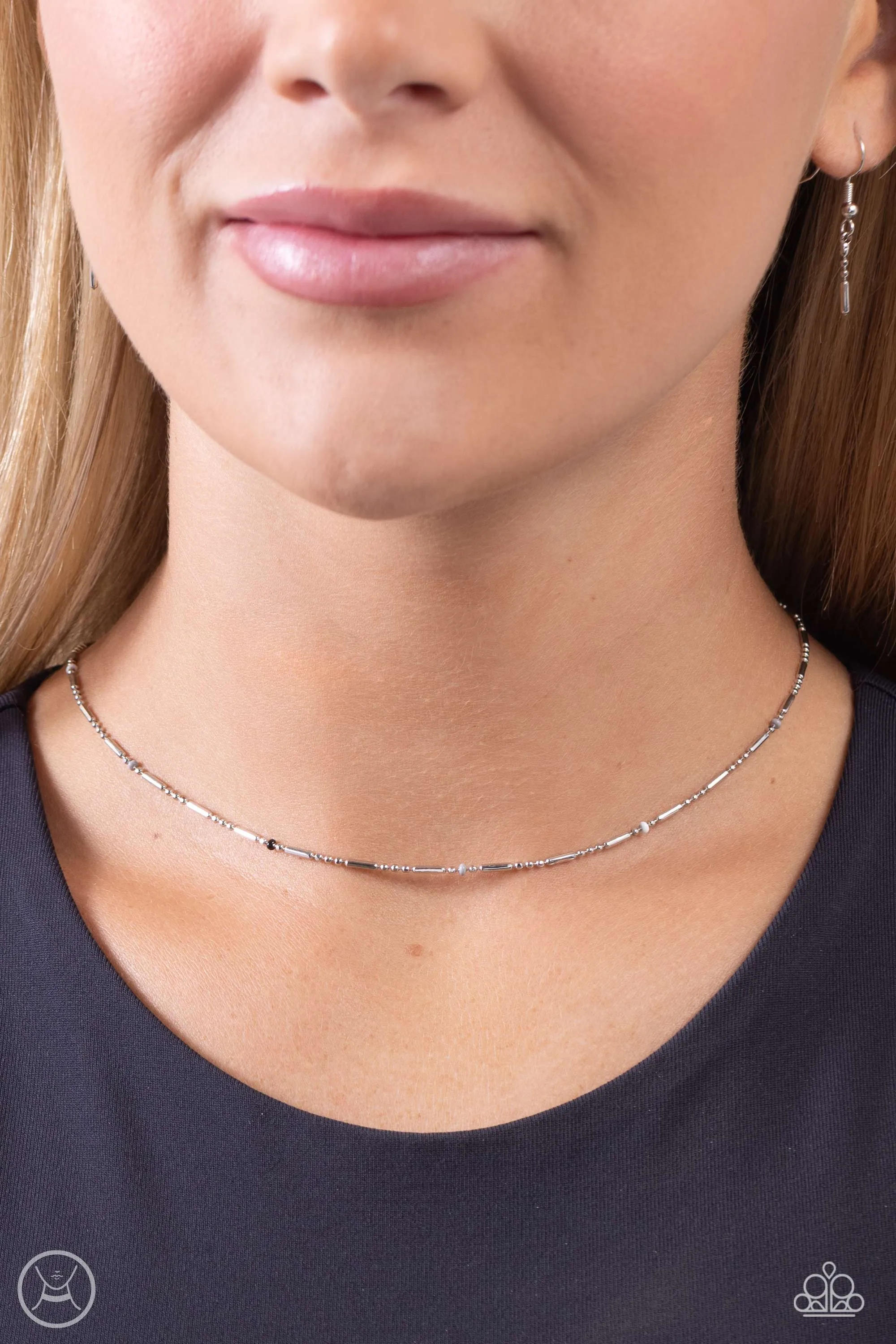 Serenity Strand - Silver - Chain with Painted Accent Dainty Paparazzi Choker Necklace