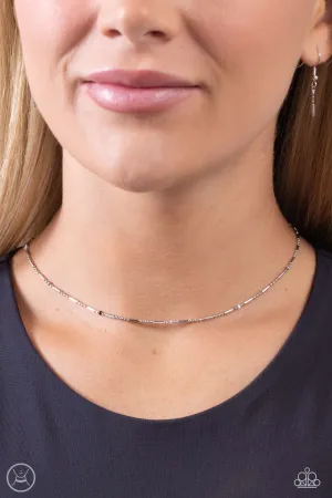Serenity Strand - Silver - Chain with Painted Accent Dainty Paparazzi Choker Necklace