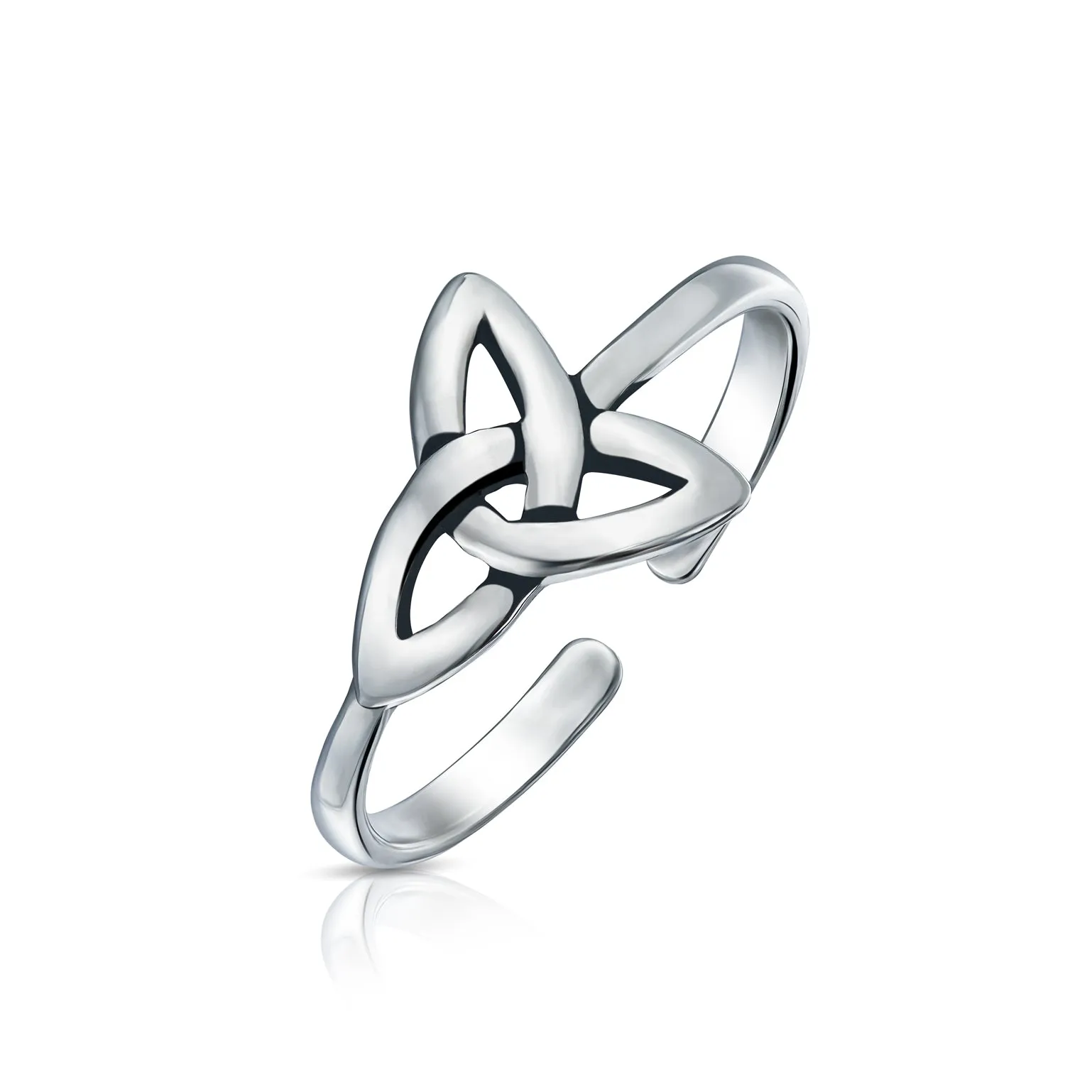 Set of 2 Egyptian Ankh Cross and Celtic Trinity Knot Midi Toe Ring Silver