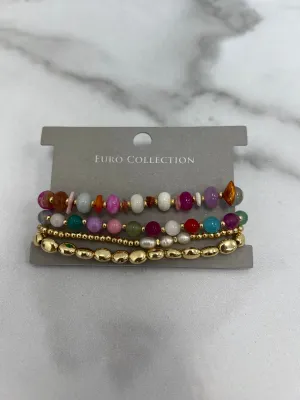 Set of 4 Beaded Stretch Bracelet