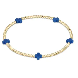 Signature Cross Small Gold Pattern 2mm Bracelet - Cobalt