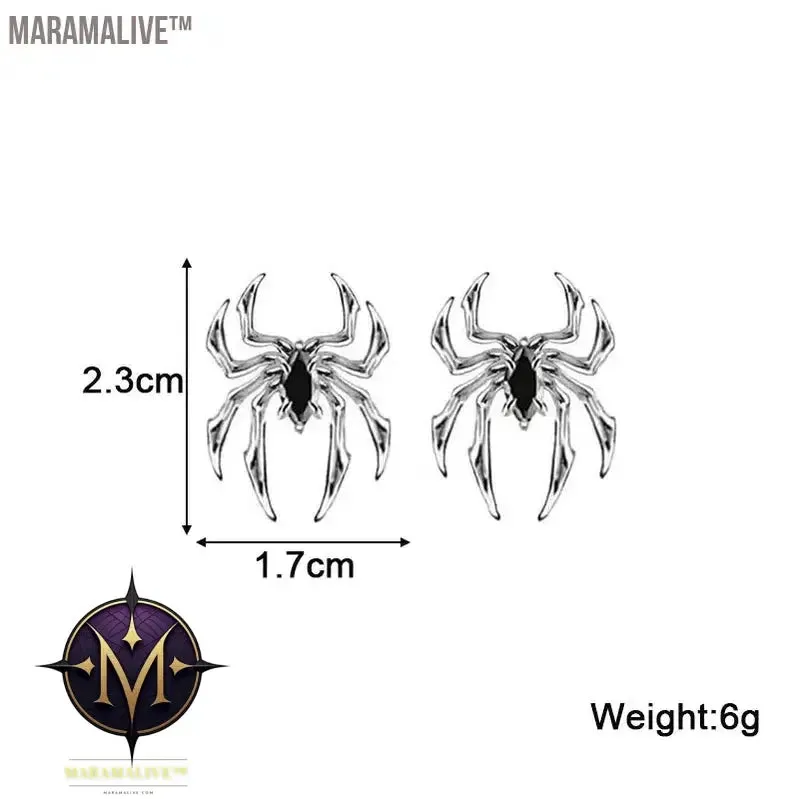 Silver Color Spider Stud Earrings for Women Unique Design Punk Personality Female Small Earrings Black Enamel Fashion Jewelry