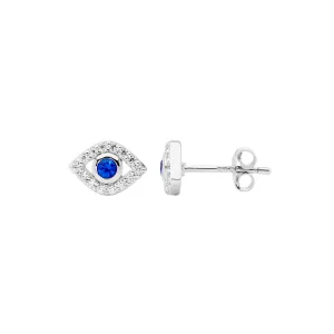 Silver CZ Evil Eye Earrings- 3 Colours