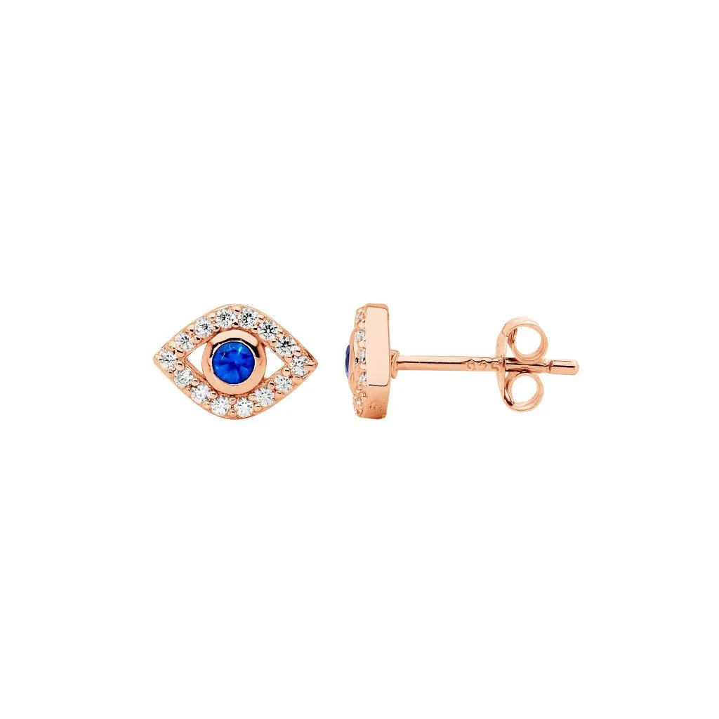 Silver CZ Evil Eye Earrings- 3 Colours
