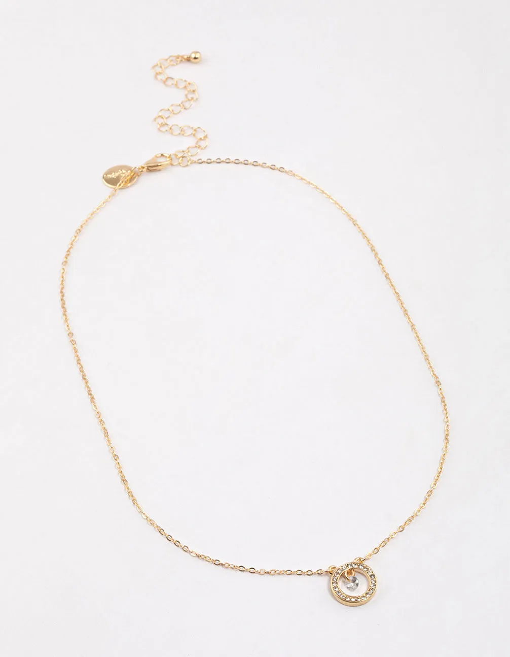 Silver Diamante Drop Open Circle Necklace & Polishing Set