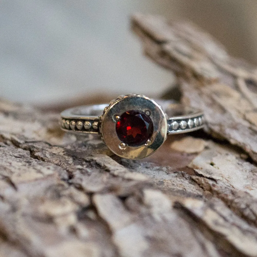 Silver gold ring, thin ring, dotted ring, hammered gold ring, dainty ring, engagement ring, delicate ring, two toned ring - Refraction R0154