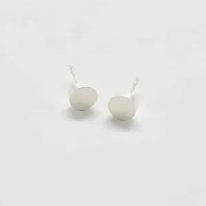 Silver Round Flat Stud Earrings
