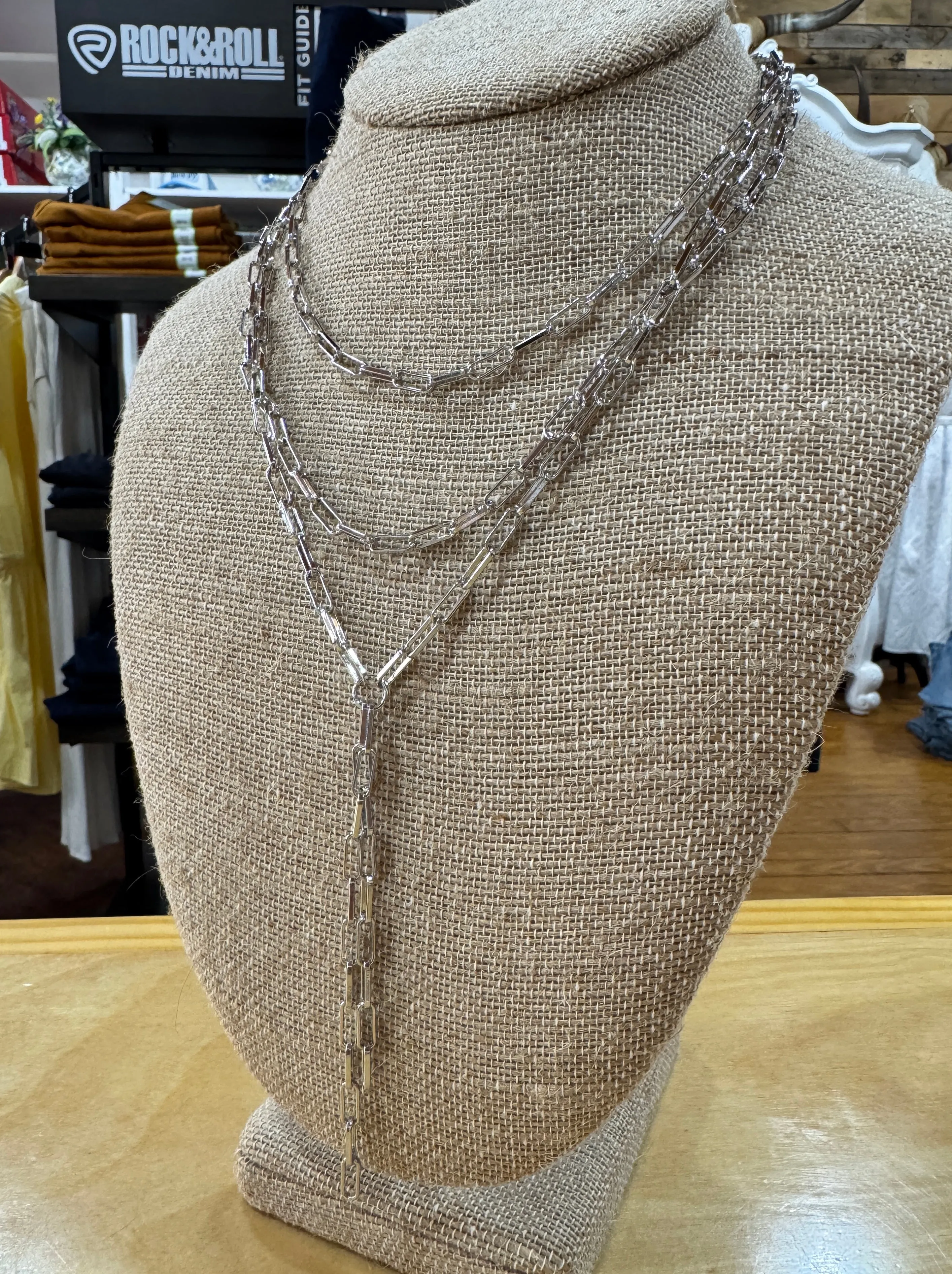 Silver Triple Layered Chain Necklace