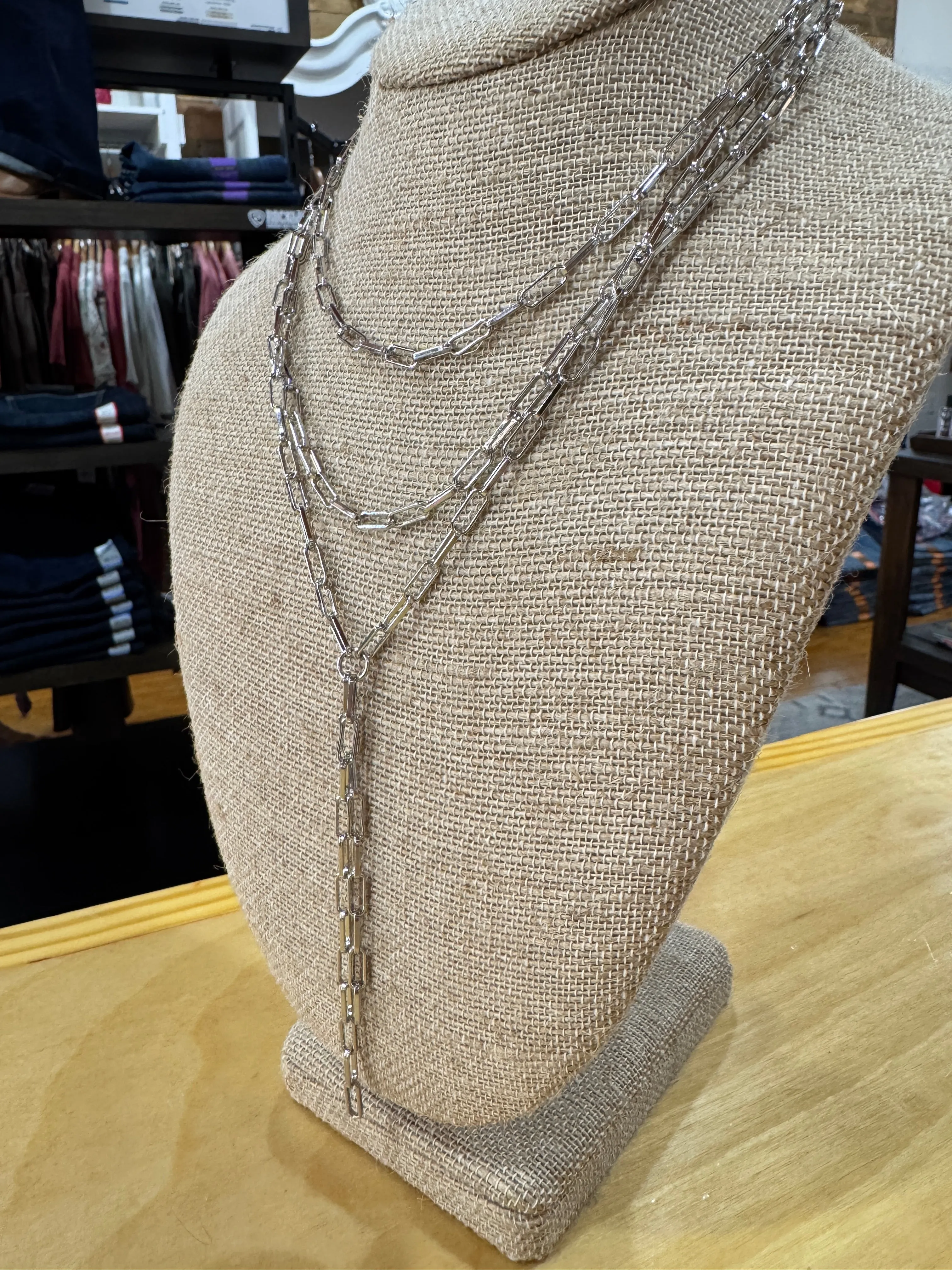 Silver Triple Layered Chain Necklace