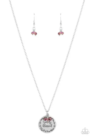 Simple Blessings - Purple - Iridescent Bead "Simply Blessed" Inspirational/Religious Paparazzi Short Necklace