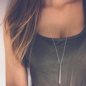 Simple Classic fashion Stick Pendant Necklace Hollow Girl Long Link Chain Square Copper Necklaces long Strip Jewelry for women