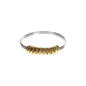 Simple ring with yellow gold plated coiled rope shoulder