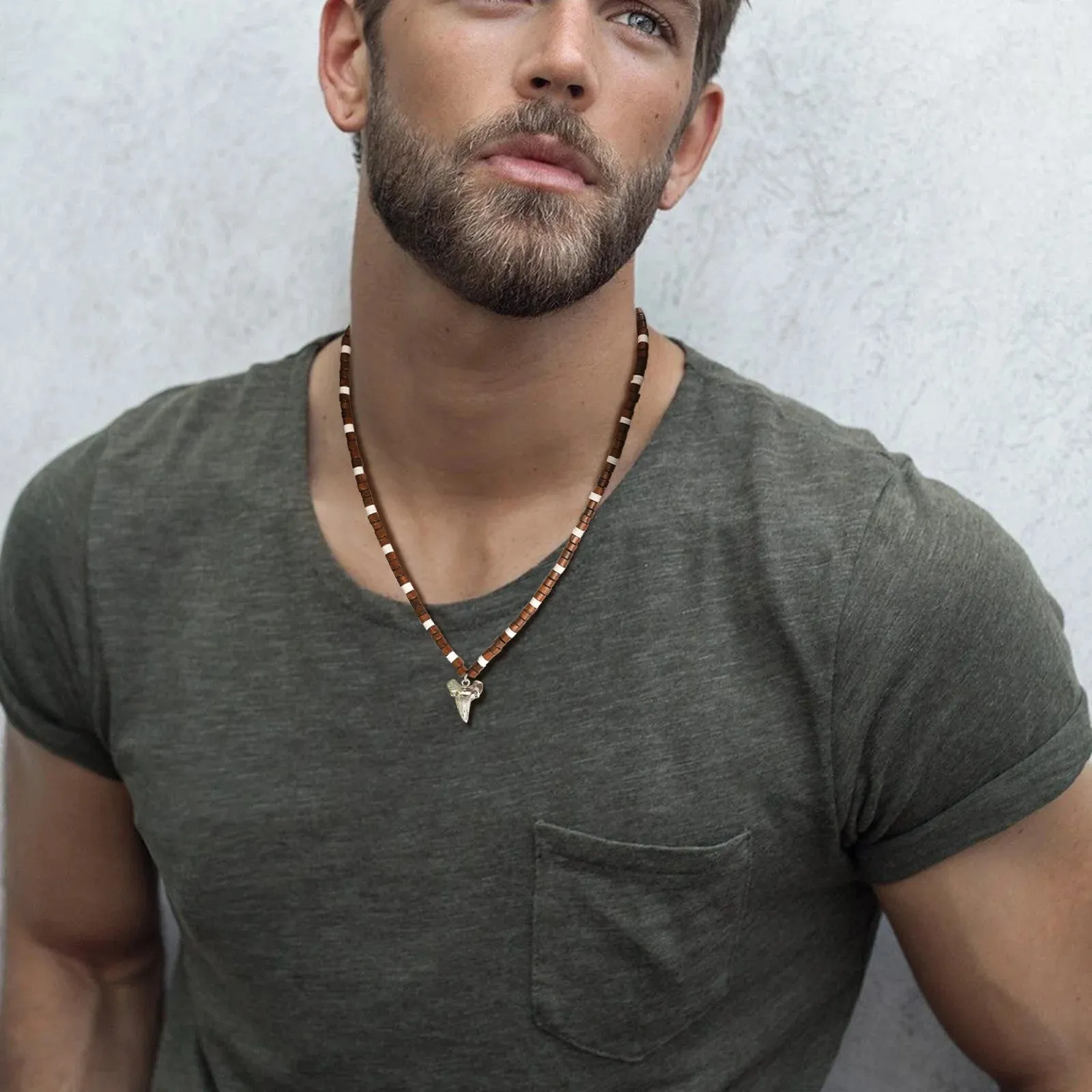 Simple Shark Teeth Pendant Necklace for Men Boys