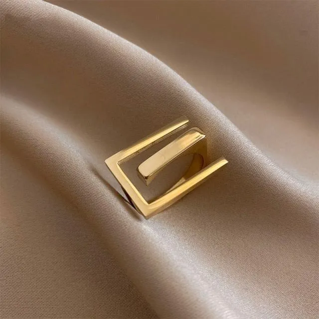 Simple Style Commute Solid Color Stainless Steel Plating Gold Plated Rings