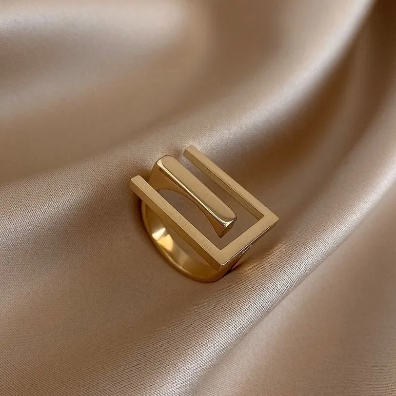 Simple Style Commute Solid Color Stainless Steel Plating Gold Plated Rings