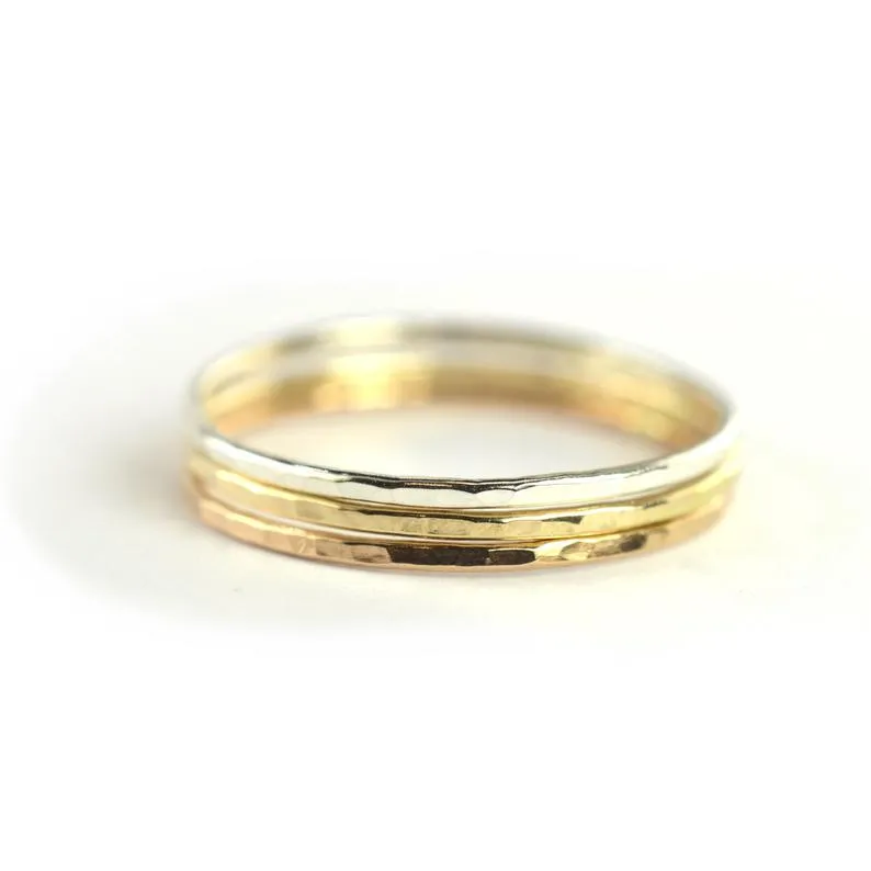 Size 8 / Mix Metal Stackable Rings Set of 3