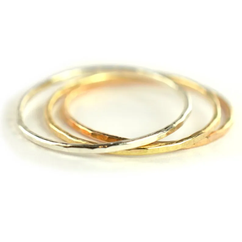 Size 8 / Mix Metal Stackable Rings Set of 3