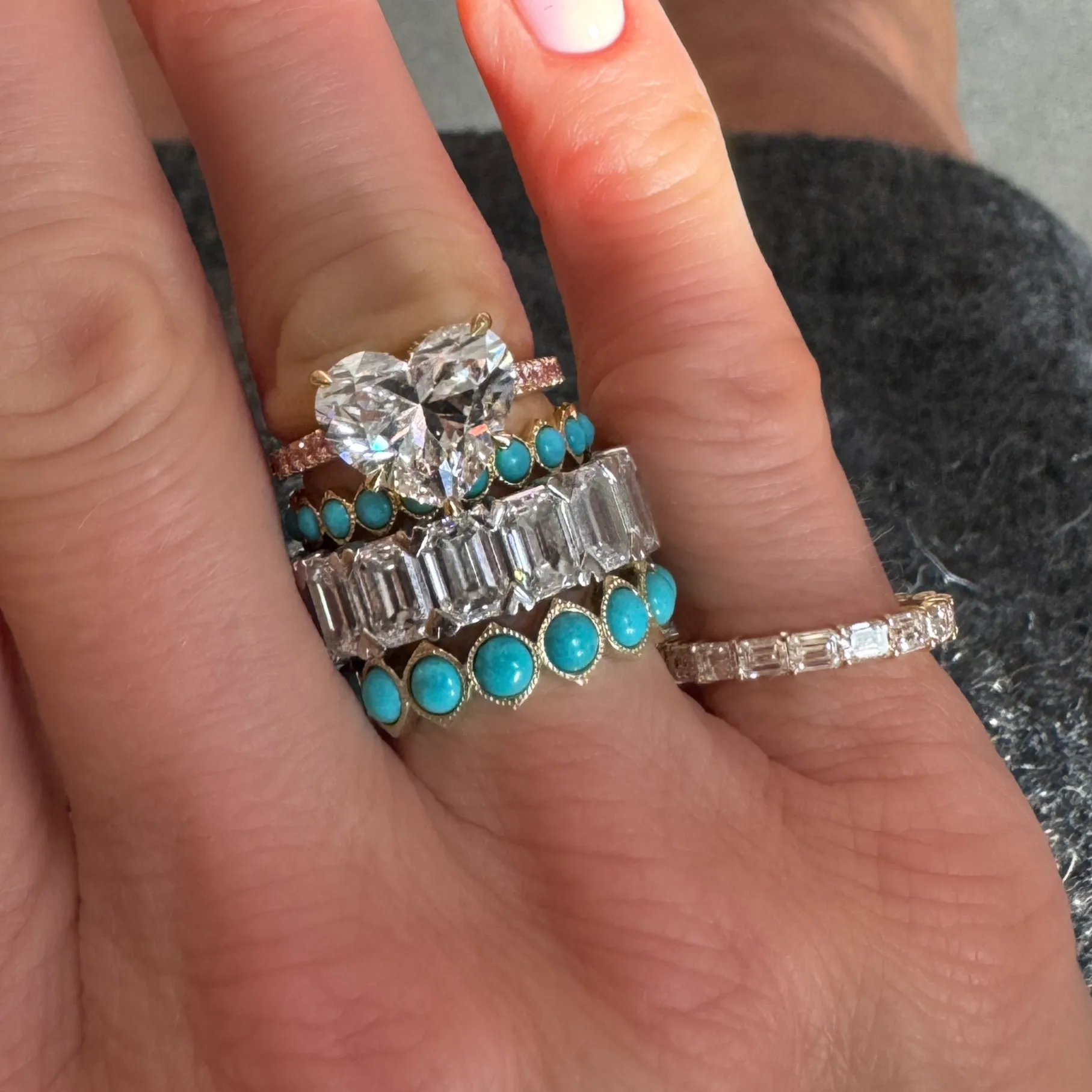 Skinny Emerald Cut Diamond Eternity Stacking Band Ring