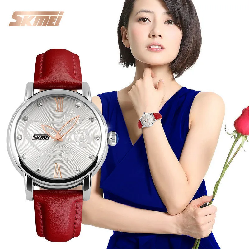 SKMEI Quartz Watch Women Watches Relogio Feminino Relojes Mujer Women's Leather Dress Fashion Brand Waterproof Wristwatches